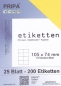 Preview: 25 Blatt Etiketten (DIN A4) 105 x 74 mm = 200 Etiketten