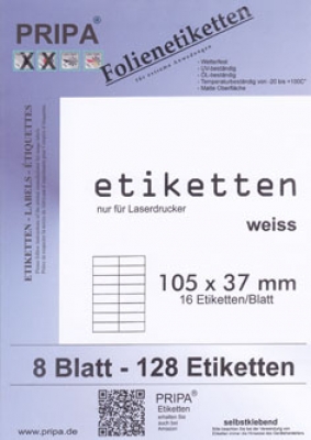 Etiketten 105x37mm wetterfest