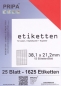 Mobile Preview: 25 Blatt Etiketten (DIN A4) 38 x 21 mm = 1625 Etiketten