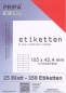 Preview: 25 Blatt Etiketten (DIN A4) 105 x 42 mm = 350 Etiketten