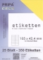 Preview: 25 Blatt Etiketten (DIN A4) 105 x 42 mm = 350 Etiketten