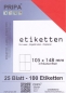 Preview: 25 Blatt Etiketten (DIN A4) 105 x 148 mm = 100 Etiketten