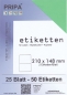 Mobile Preview: 25 Blatt Etiketten (DIN A4) 210 x 148 mm = 50 Etiketten