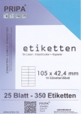 25 Blatt Etiketten (DIN A4) 105 x 42 mm = 350 Etiketten
