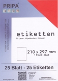 25 Blatt Etiketten 210 x 297 mm farbig