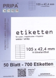 700 Etiketten auf 50 Blatt A4 - 105x42mm