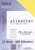 25 Blatt Etiketten (DIN A4) 70 x 36 mm = 600 Etiketten