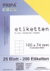 25 Blatt Etiketten (DIN A4) 105 x 74 mm = 200 Etiketten