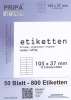 800 Etiketten auf 50 Blatt A4 - 105x37mm