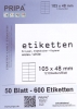 600 Etiketten auf 50 Blatt A4 - 105x48mm