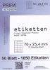 1650 Etiketten auf 50 Blatt A4 - 70x25mm