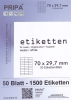 1500 Etiketten auf 50 Blatt A4 - 70x29,7mm
