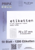 1200 Etiketten auf 50 Blatt A4 - 70x37mm