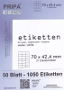 1050 Etiketten auf 50 Blatt A4 - 70x42mm